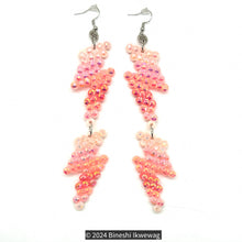 Load image into Gallery viewer, 2-Tier Lighting Bolt Earrings Coral Pink
