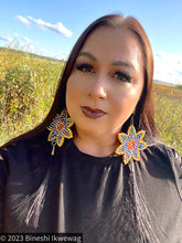 Load image into Gallery viewer, Sunflowers &amp; Horse Hair Earrings Yellow &amp; Blue
