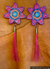 Load image into Gallery viewer, Sunflower &amp; Horse Hair Earrings Purple &amp; Pink
