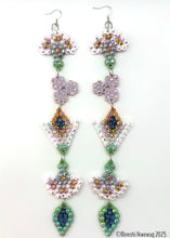Load image into Gallery viewer, 5-Tier Old Style Floral Earrings White Pastel
