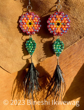 Load image into Gallery viewer, Rose Earrings with Feathers
