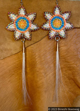 Load image into Gallery viewer, Sunflowers &amp; Horse Hair Earrings Rust &amp; Cream
