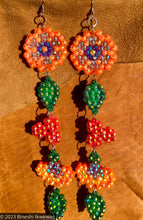 Load image into Gallery viewer, 5-Tier Orange Floral Earrings
