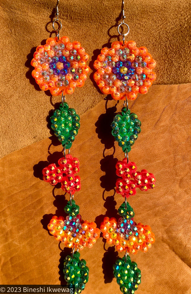 5-Tier Orange Floral Earrings