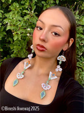 Load image into Gallery viewer, 5-Tier Old Style Floral Earrings White Pastel
