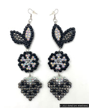 Load image into Gallery viewer, 3-Tier Frosted Floral Strawberry Earrings Dark Shine
