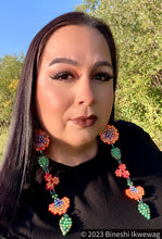 Load image into Gallery viewer, 5-Tier Orange Floral Earrings
