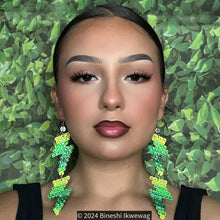 Load image into Gallery viewer, 2-Tier Lighting Bolt Earrings Electric Green
