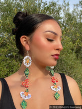Load image into Gallery viewer, 5-Tier White Floral Earrings
