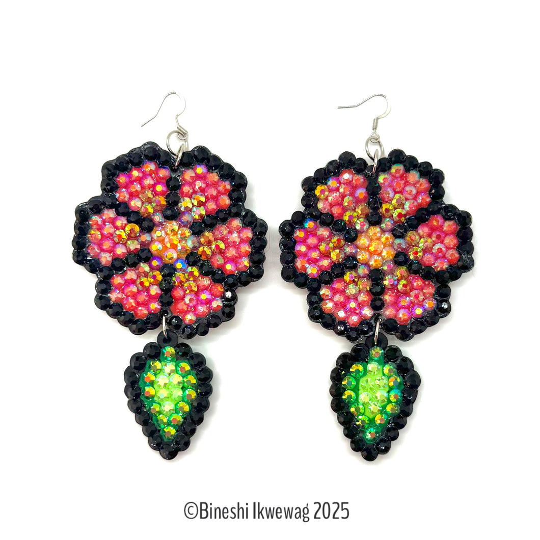 Pretty Flower Earrings Red