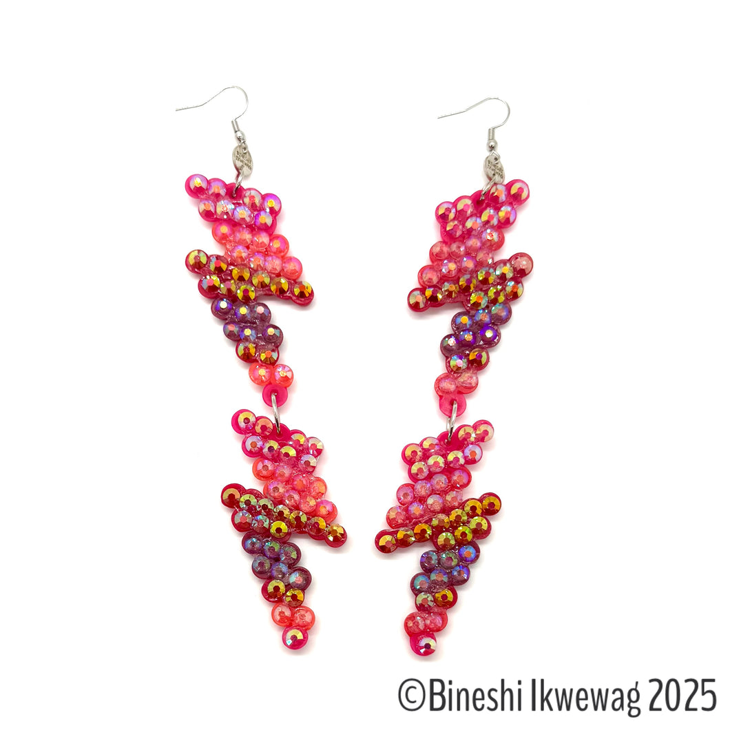 Lightning Bolt Earring Pink & Red