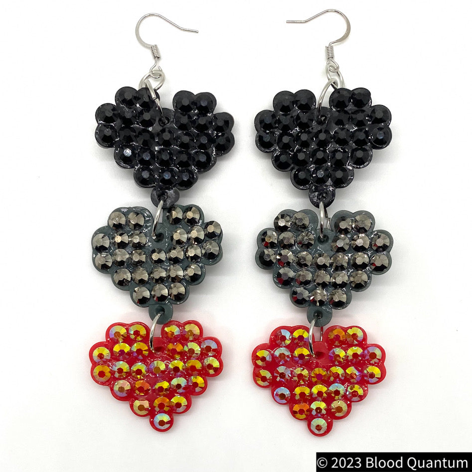 3-Tier Heart Earrings Real Love