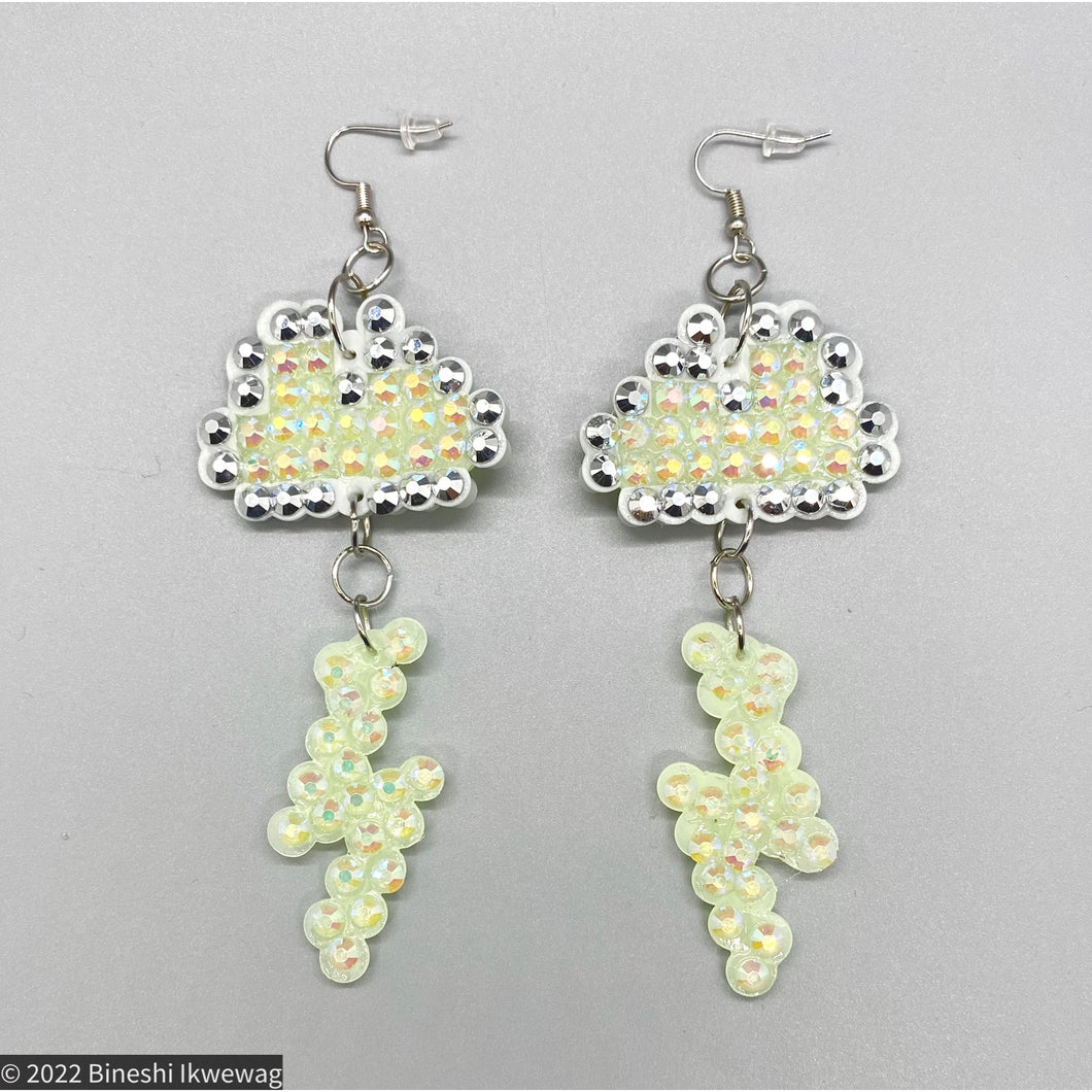 Cloud & Lightning Earrings Silver Glow