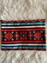 Load image into Gallery viewer, Zip Pouch Large Turquoise &amp; Red Geometric
