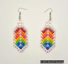 Load image into Gallery viewer, White Rainbow Feather Earrings
