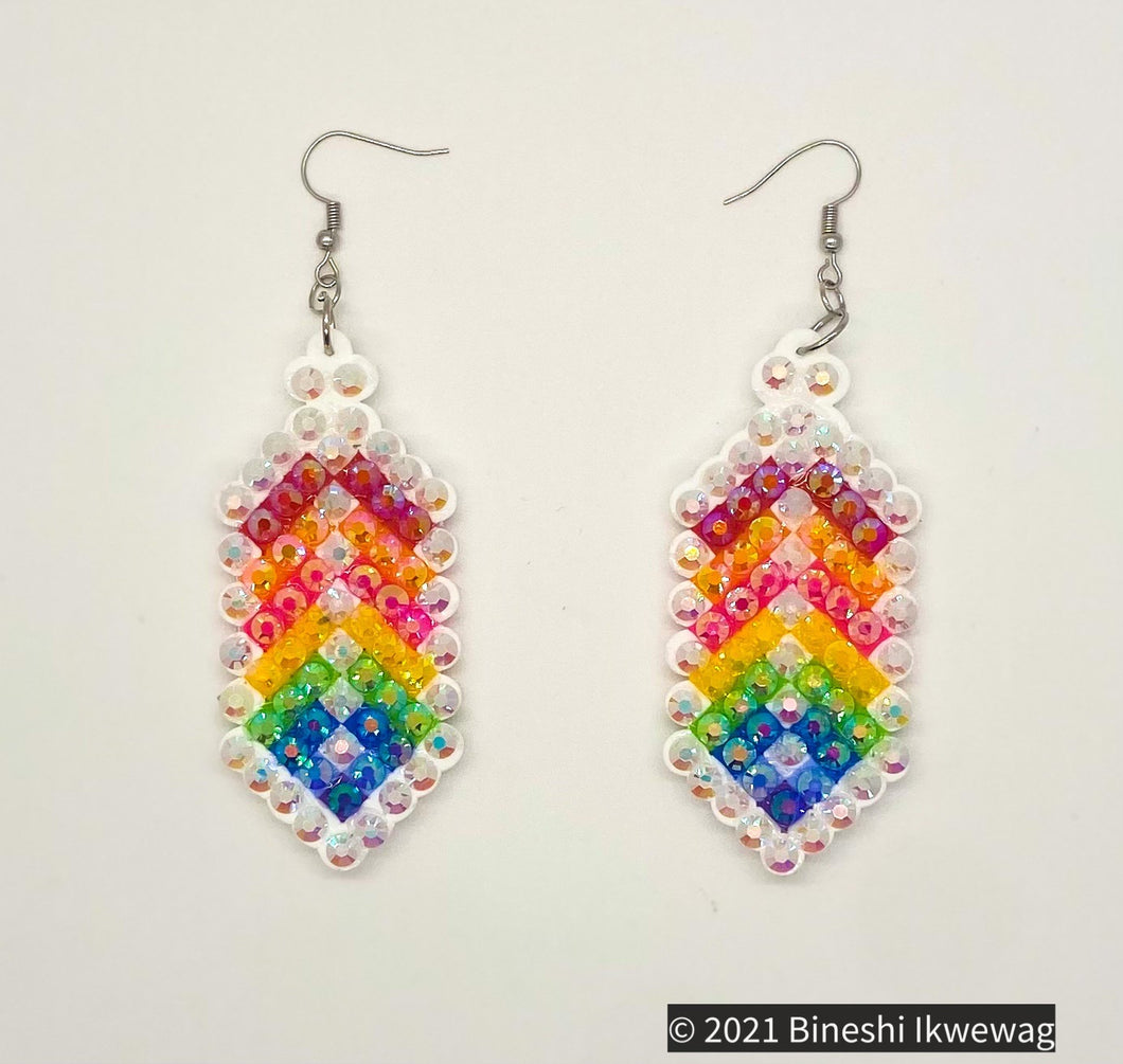 White Rainbow Feather Earrings