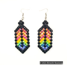 Load image into Gallery viewer, Black Rainbow Feather Earrings

